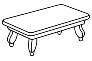 Line drawing of a simple rectangular coffee table vector