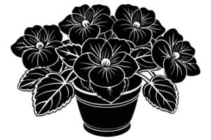 Elegant Black and White Illustration of a Potted Flower vector