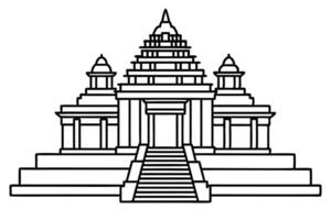 A drawing of a historical temple complex vector