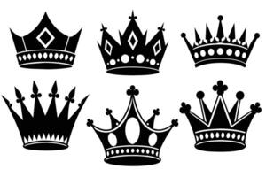 Six Different Crown Designs in a Graphic vector