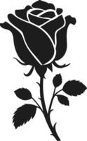 Graceful Rosebud Silhouette with Delicate Petals and Leaves for Artistic Projects vector