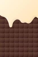Milk dropping on milk chocolate bar vertical background graphic illustration. vector