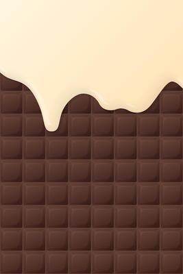 Milk dropping on milk chocolate bar vertical background graphic illustration.