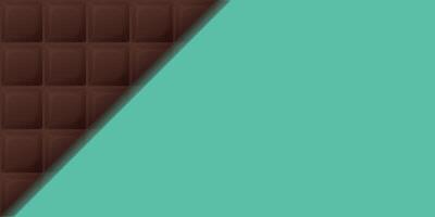 Chocolate bar square shape with blank space green mint color background graphic illustration. vector
