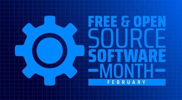 Free and open source software month background banner or poster design template. observed every year in February. Holiday concept. Use to any Template, card, poster, placard, template. vector