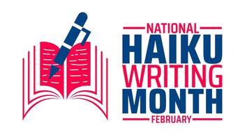 National Haiku Writing Month background banner or poster design template. observed every year in February. Holiday concept. Use to any Template, card, poster, placard, template. vector
