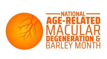 National Age Related Macular Degeneration and Barley Month background banner or poster design template. observed every year in February. Holiday concept. Use to any Template, card, poster, placard. vector