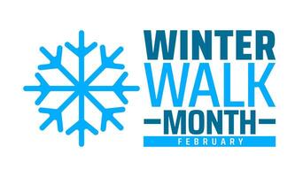 Winter Walk Month background banner or poster design template. observed every year in February. Holiday concept. Use to any Template, card, poster, placard, template. vector