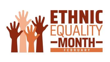 Ethnic Equality Month background banner or poster design template. observed every year in February. Holiday concept. Use to any Template, card, poster, placard, template. vector