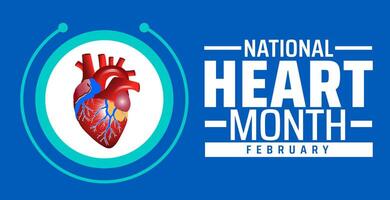 National heart month background banner or poster design template. observed every year in February. Holiday concept. Use to any Template, card, poster, placard, template. vector