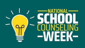 National School Counseling Week background banner or poster design template. observed every year in February. Holiday concept. Use to any Template, card, poster, placard, template. vector