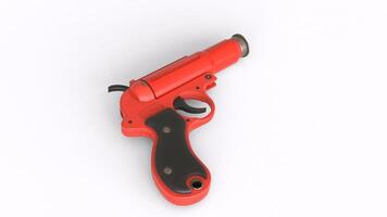 a red gun with a black handle on a white background photo