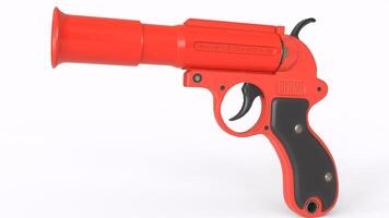 a red and black gun with a black handle 2 photo