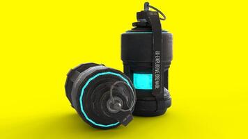 explosive grenade with yellow background 2 photo