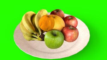 fruits in plate with green background 2 photo