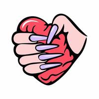 Hand Squeezing Heart with Long Nails Illustration vector