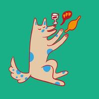 dog with a glass of vine in flat style vector