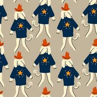 seamless pattern with dog character in hat vector