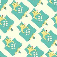 seamless pattern with sleeping under dog character with phone vector