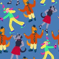 seamless pattern with furry character hang out vector