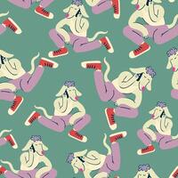 seamless pattern with furry character talk on the phone vector