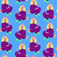 seamless pattern with furry character with phone vector