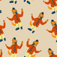 seamless pattern with furry dog character office style vector