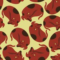 seamless pattern with red sleeping dog vector