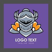 A stylized knight's helmet in gray and silver, featuring a prominent visor and decorative elements vector