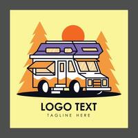 A stylized camper van with a purple and white color scheme, featuring a raised roof and large windows vector