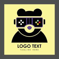 A stylized bear character wearing oversized gaming goggles with colorful buttons vector