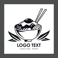 A stylized bowl of noodles topped with various ingredients, accompanied by chopsticks vector