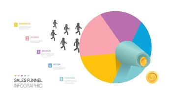 Sales funnel Infographic diagram template for business. Timeline 5 steps, presentation infographics. vector