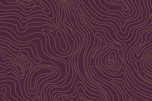 Abstract luxury topographic map background. Gold topographic lines on a dark burgundy background vector