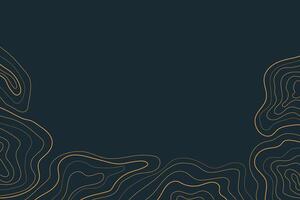 Abstract luxury topographic map background. Gold topographic lines on a dark blue background vector