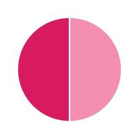Pink pie chart with 2 parts chart, 2 circle section for business presentation concept. Overall for marketing and education goal . vector