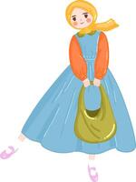whimsical girl with hijab and totebag illustration for design use vector