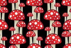 Seamless background with red forest mushrooms. vector