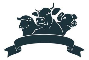 The symbol of farm with cows, pigs and sheep. vector