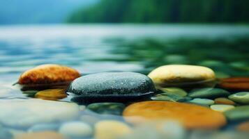 Serene Smooth Stones in Tranquil Clear Water Nature Relaxation Spa Background photo