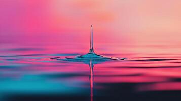 Vibrant Pink and Teal Water Drop Impact Abstract Liquid Art Photography photo