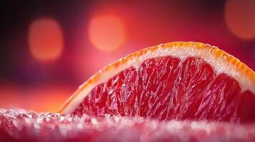 Vibrant Red Grapefruit Slice Close up Juicy Citrus Fruit Macro Photography photo