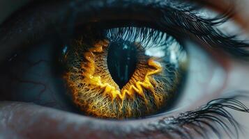 Close up Macro Shot of Human Eye with Golden Iris Detail Stunning Eye Texture photo