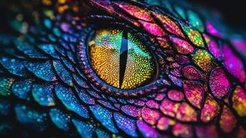 Vibrant Close up of a Snake s Eye and Iridescent Scales Reptile Texture Macro Photography photo