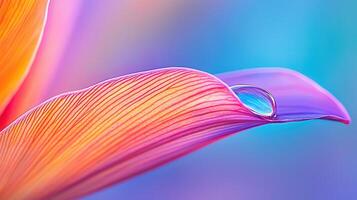Vibrant Flower Petal with Dewdrop Macro Photography of Colorful Bloom photo