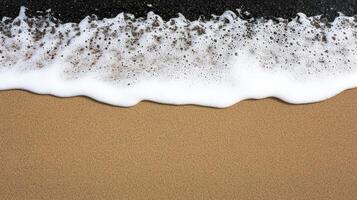Ocean Wave Foam on Sandy Beach Summer Vacation Texture Background photo