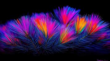Vibrant Rainbow Colors Abstract Art Neon Feathers Psychedelic Design Artistic Background photo