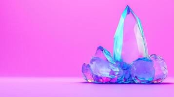 Vibrant Blue Crystal Cluster on Pink Background Iridescent Gemstones Abstract Minimalist Design photo