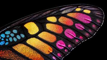 Vibrant Butterfly Wing Close up Detailed Macro Photography of Colorful Insect Wing Texture photo