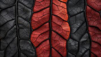 Abstract Red and Black Leaf Veins Texture Detailed Closeup Nature Pattern Background photo